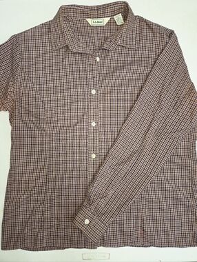 LL Bean Vintage 100% cotton plaid button up shirt 16